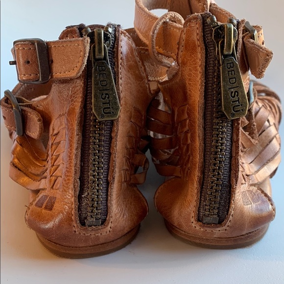 Free People Bed Stu Claire Gladiator Tan Leather Sandals Sz 7 - Picture 10 of 14